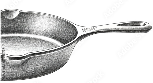 Detailed cast iron skillet, kitchenware, cooking utensil