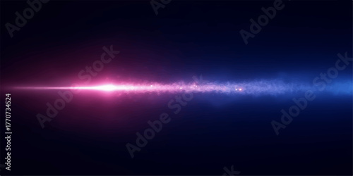 Vibrant horizontal lens flare with pink and blue light streaks against a dark background
