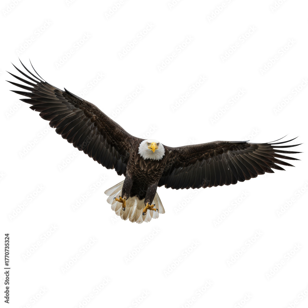 Obraz premium Flying Bald Eagle on Transparent Background