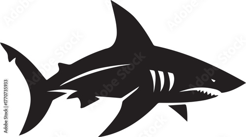 Minimal Vector Silhouette Shark Logo Design Icon – Modern Ocean Predator Symbol for Sports Team, Fishing Brand, Marine Business
