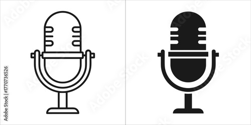 Microphone icon in black and white, a symbol of audio recording