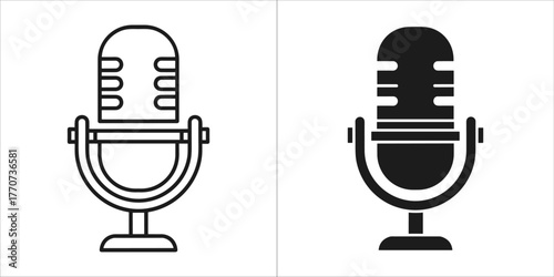 Outline and solid microphone for podcast and music concept