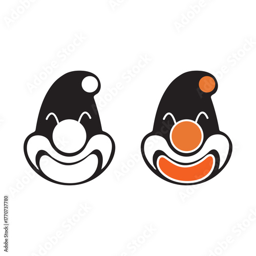 tow vector line art joker face cap head oh white background