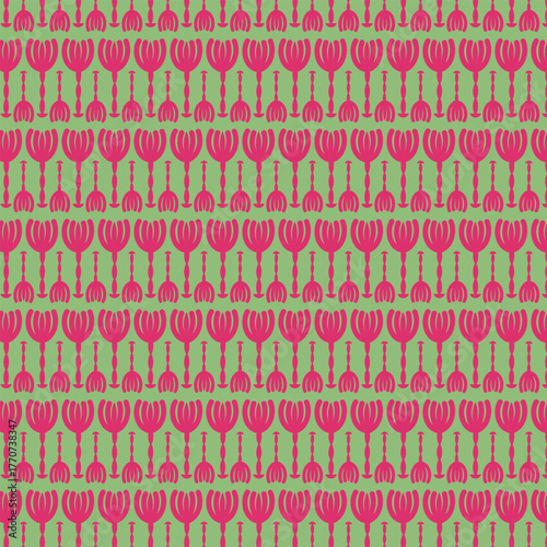  Tulips bloom  seamless vector pattern.
