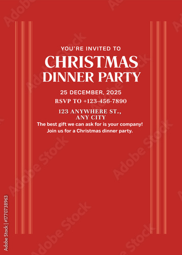  Elegant Dinner Party Invitation- Sophisticated Christmas Eve Dinner Invitation, Modern Festive Party Printable Card - Luxury Holiday Celebration Card Design- Dinner Party Invitation Template