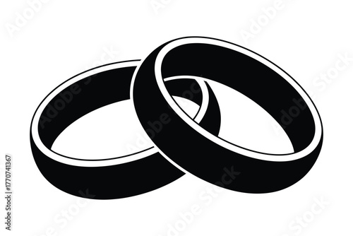 Interlocking black wedding rings symbolizing unity and commitment