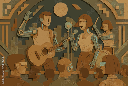 Accessories flat humans futuristic cyber aesthetics shapes symmetry vector style icon neon