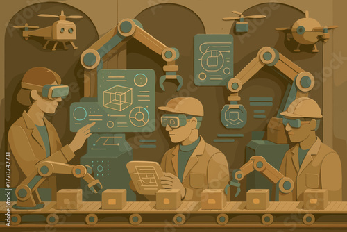 Captions hall projections any vintage assembly cyrillic no icon vector futuristic drones