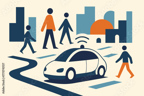 Icon mobility typography buildings geometry vector bus flat clean no bold urban