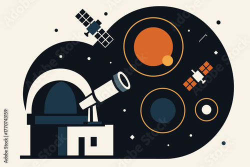 No typography bold icon limited observatory speech night flat vector numbers space