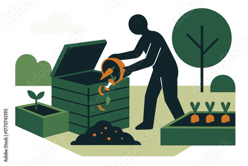 Backyard limited friendly eco numbers vector typography no composting characters waste icon