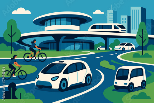 Emojis futuristic hub captions numbers chinese surrounded icon smart vector no lanes