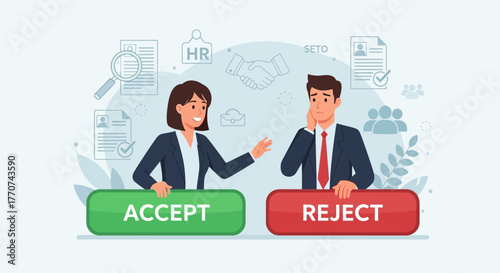 Recruitment process decision-making Choosing between hiring and rejecting candidates for a job