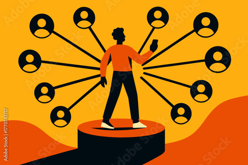 Icon characters influence typography bold dynamic vector platform numbers negative network no