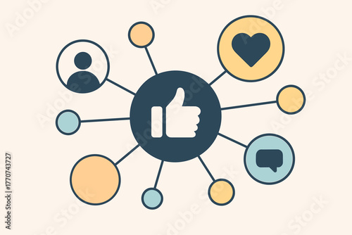 Composition network no media captions vector hub lines icon to bubbles clean