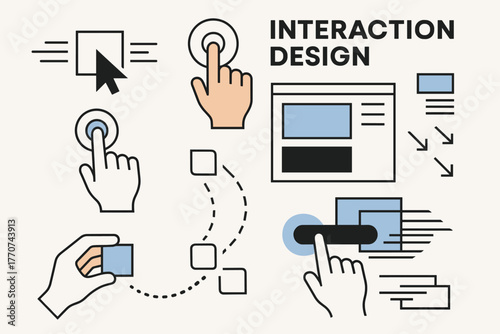 Design bold effects clean interface composition feedback response icon layout white vector