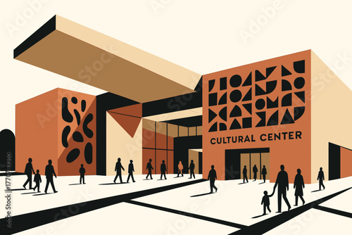 Center background large vector geometric illustration roof white walls icon abstract color