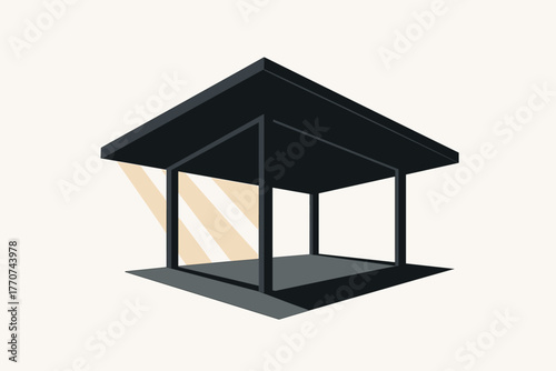White icon design geometric structure pavilion professional vector minimalist surroundings abstract layout