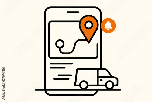 Real delivery map location tracking icon minimalism time geometric mobile vector shipment
