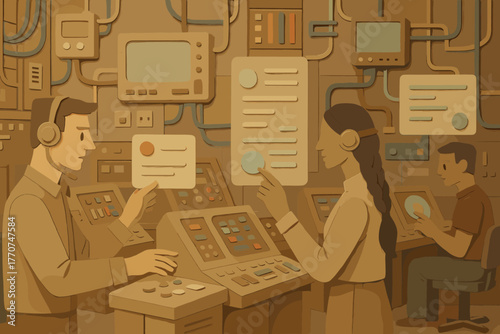 Icon punctuation fusion control speech style no vector lights retro colors futuristic