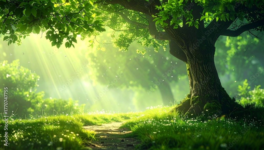 Obraz premium sun rays in the forest