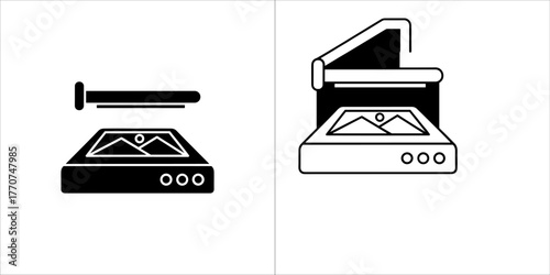 Scanner icon, flatbed document image scanning device