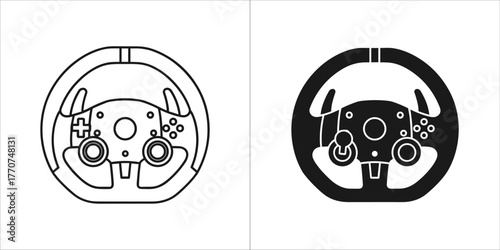 Steering wheel icon in outline and glyph style for your project