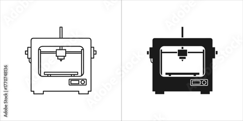 3d printer icon in solid and outline design vector illustration