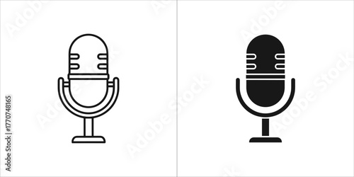 Microphone icon in black and white, a symbol of sound recording
