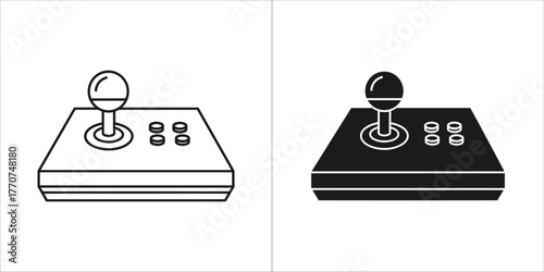 Arcade joystick icon in solid and outline design vector illustration