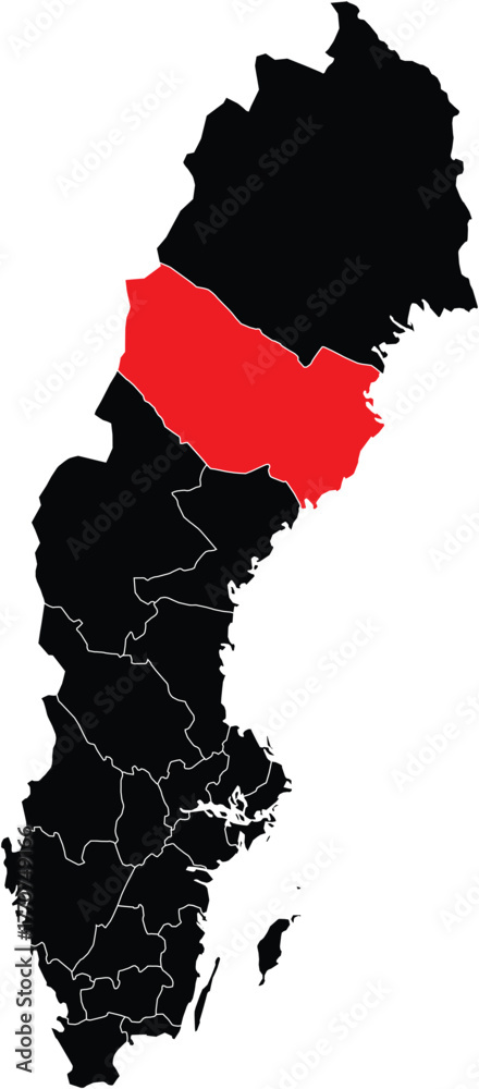 Obraz premium Vector Map of Vasterbotten County on Sweden Map