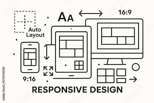 Scaling adaptive icon vector responsive minimal design interface rearrangement screen illustration resizing