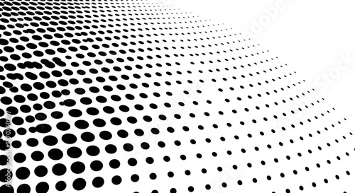 Vector  illustration of a curved surface with a dot pattern fading into the distance from the upper left