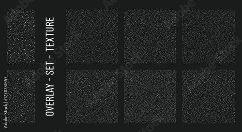 Vector  collection of eight rectangular textures with speckled patterns on a dark colored surface area
