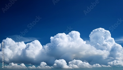 Fluffy White Clouds Covering Blue Sky Natural Background