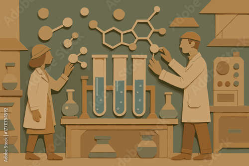 Fusion humans no holographic vector lab balanced icon chemistry neon geometric shapes