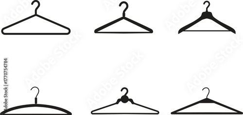 Set of Coat Hanger Icons - Different Styles of Clothes Hanger Vectors