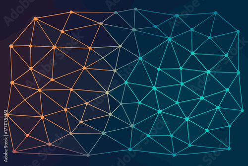 Vector illustration network mesh polygonal icon lines labels letters text no emojis