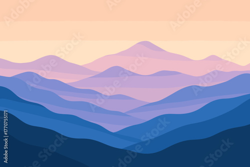 Illustration marks characters vector mountain horizon gradient layered captions letters no deep