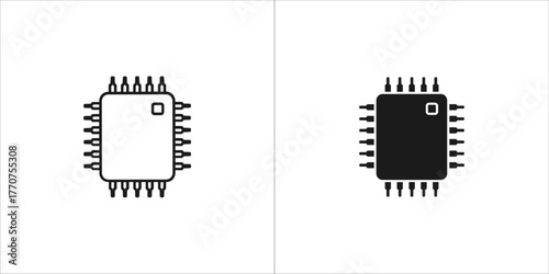 Microchip icon set, representing electronic component