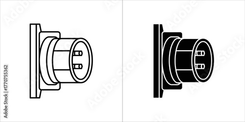 Outline and solid style icon of a power connector