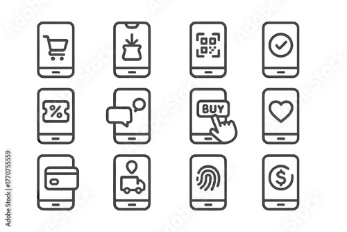 Medium line app icons mobile color icon commerce wishlist vector buy coupon