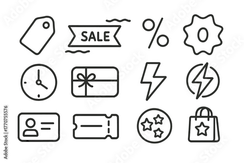 Tag icons percentage style icon drop voucher flash vector playful no fill