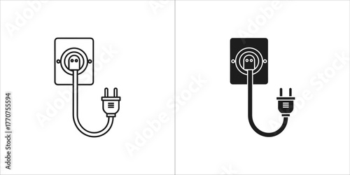 Electric socket with plug, a symbol of electricity and energy