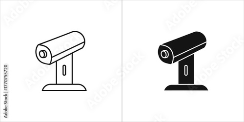 Set of tourist telescope icon coin operated binoculars