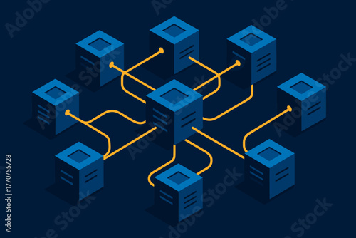 Futuristic any icon vector geometric numbers contrast network cubes flat punctuation blockchain