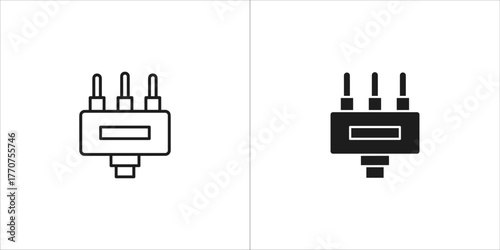 Terminal block connector icon in outline and glyph style