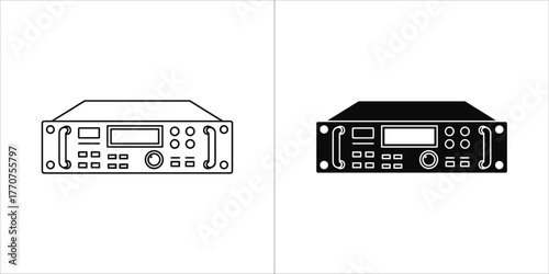 Black and white vector illustration of a audio equipment