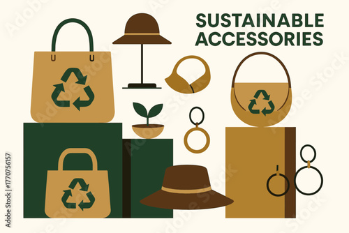 Clean vector icon materials accessories sustainable hats style white crafted professional strong