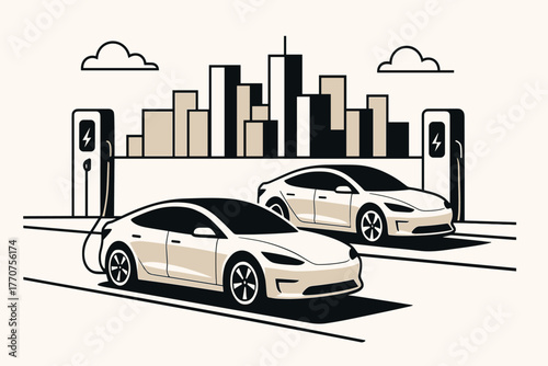 Simplified vehicles vector geometric background professional sleek modern minimal stations electric shadows